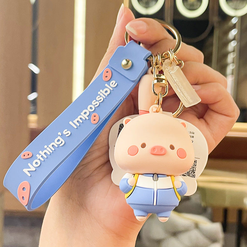 Genuine Cute Pig Cute Keychain Automobile Hanging Ornament Exquisite Girls' Bags Ornaments Cartoon Doll Key Chain