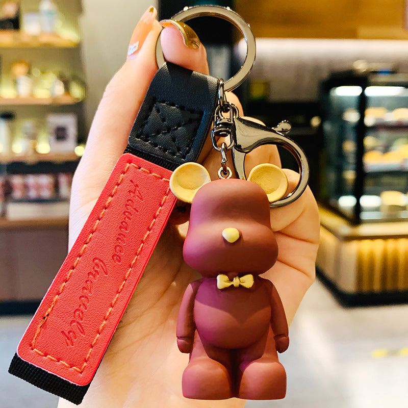 Bow Tie Bear Keychain Creative Cute Bear Violent Bear Pendant Car Ring Couple Schoolbag Ornaments