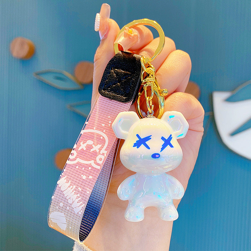 Cartoon Color-Changing Bear Keychain Accessories Couple Car Key Chain Pendant Bag Hanging Ornament Little Creative Gifts