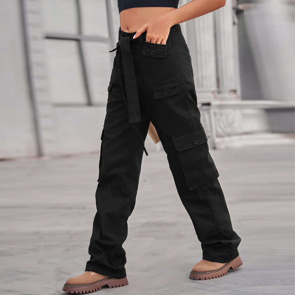 Washed Denim Multi-Pocket Heavy Industry Casual Working Pants Trousers