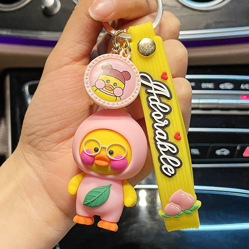 Creative Cartoon Epoxy Car Keychain Fruit Glasses Duck Cute Couple Bags Pendant