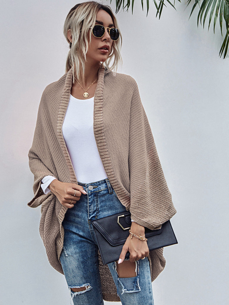 Contrast Color Shawl Autumn and Winter New Color Stitching Knitted Cardigan Sweater Coat