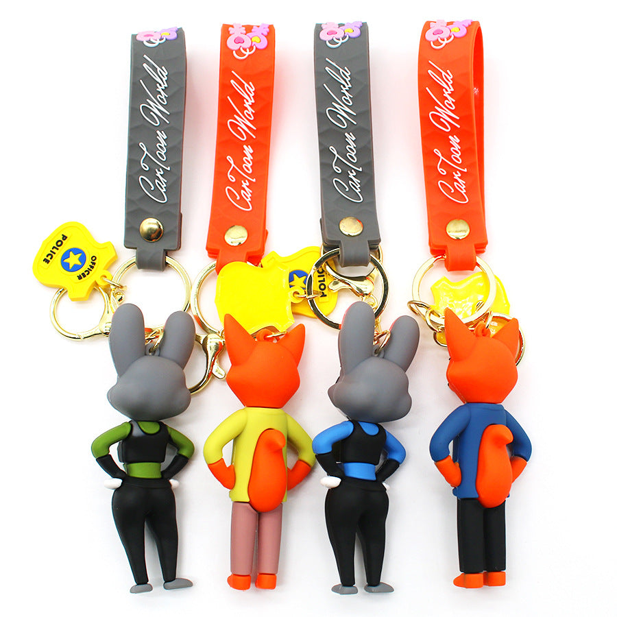 Zootopia Anime Keychain Nick Wilde the Red Fox Judy Hopps Cotton Tail Rabbit Key Chain