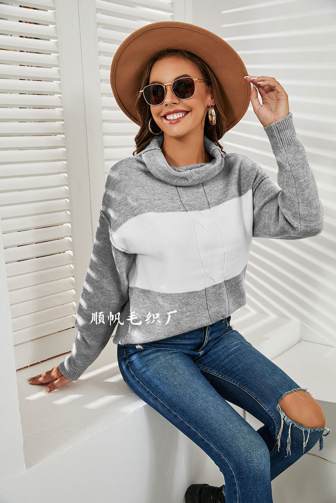 Turtleneck Cable-Knit Sweater Fashion Oversized Pullover Women's Clothing