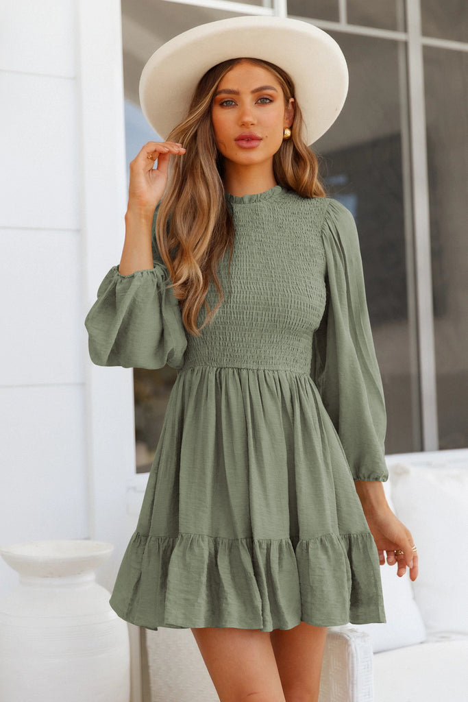 European and American Style Autumn Clothing Fashion Ladies Long-Sleeved Ruffled Dress Temperament Senior French Style Dress