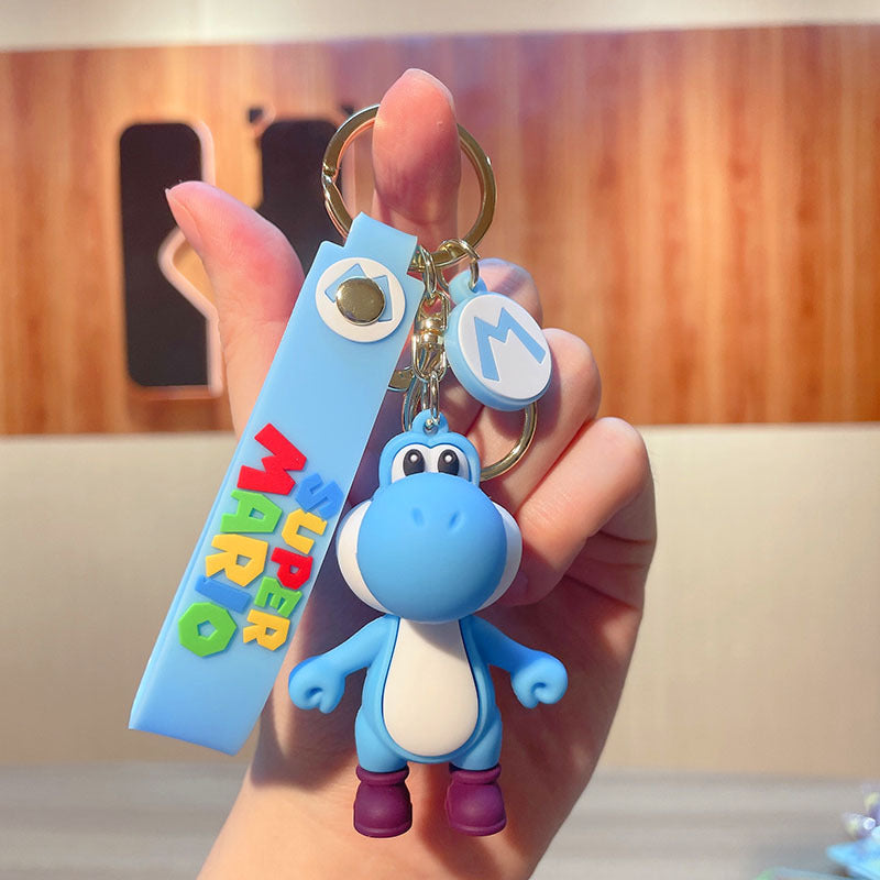 Cartoon Cute Super Mary Dinosaur PVC Keychain Handbag Pendant Doll Ornaments Car Key Chain