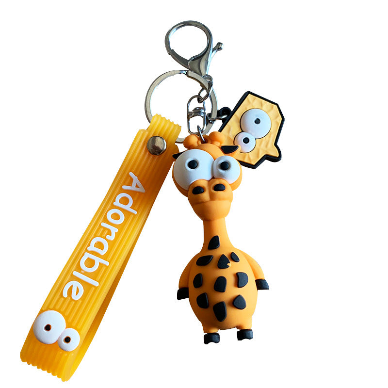 Cartoon Eye-Popping Zebra Keychain Female Cute Fashion Epoxy Doll Key Chain Couple Accessories Package Pendant
