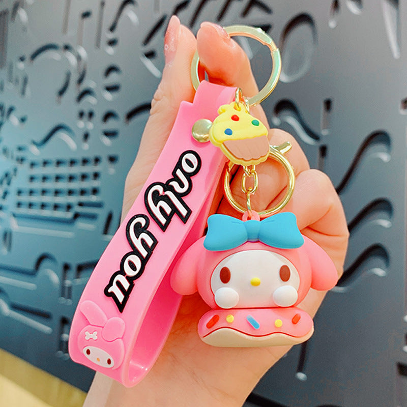 Creative Cartoon Sanrio Donut Keychain Cute Exquisite Big Ear Dog Doll Car Key Chain Accessories