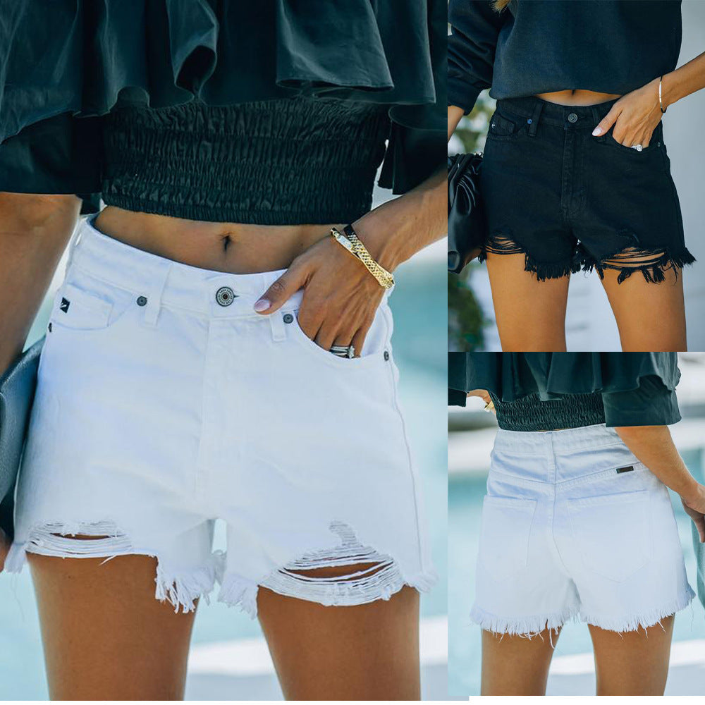 Ripped Frayed Shorts Elegant Jeans Casual Pants Women's Fashion