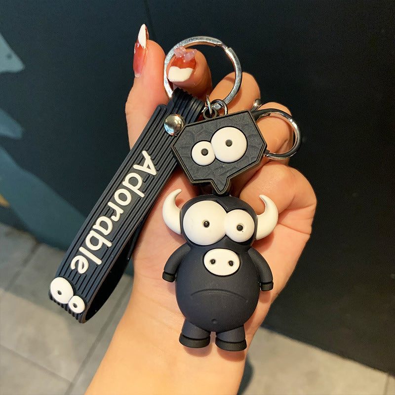 Cartoon Eye-Popping Zebra Keychain Female Cute Fashion Epoxy Doll Key Chain Couple Accessories Package Pendant