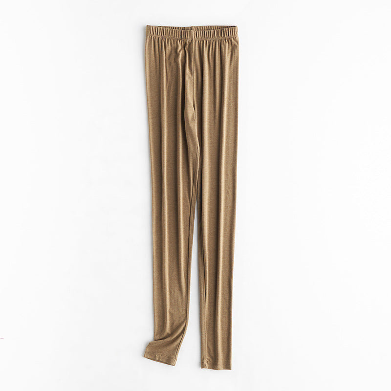 New Women's Warm Suit Close up Elastic Flat Waist Pants round Neck Soft Warm