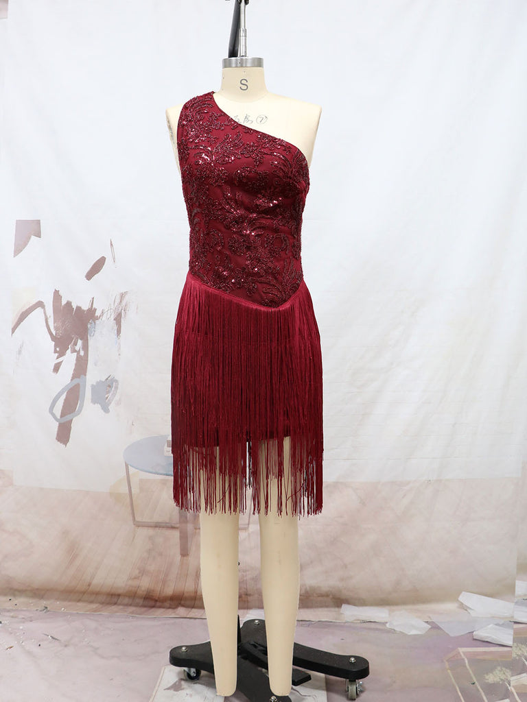 Tassel Shoulder Embroidered Backless Banquet Nightclub Dress Skirt