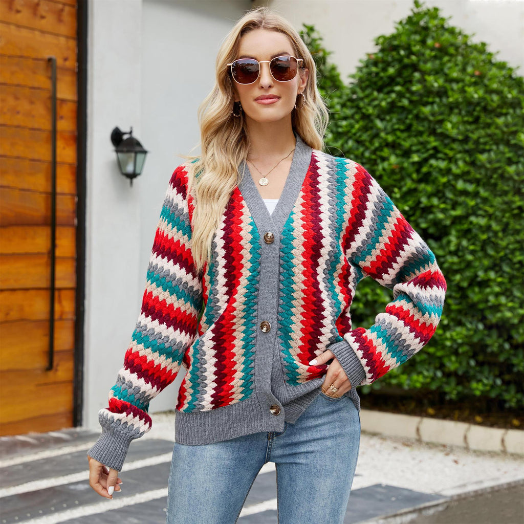 Loose Women's Wear Foreign Trade Knitwear Women's Single-Breasted Cardigan Sweater Women
