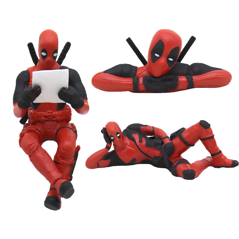 Deadpool Model Decoration War Police Lying Posture Handmade Toy Tag Looking Back Posture Anime Peripheral Home Office Ornament