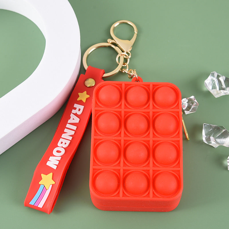 Keychain Small Pendant Silicone Bag Square Medium Puzzle Decompression Toy Deratization Pioneer