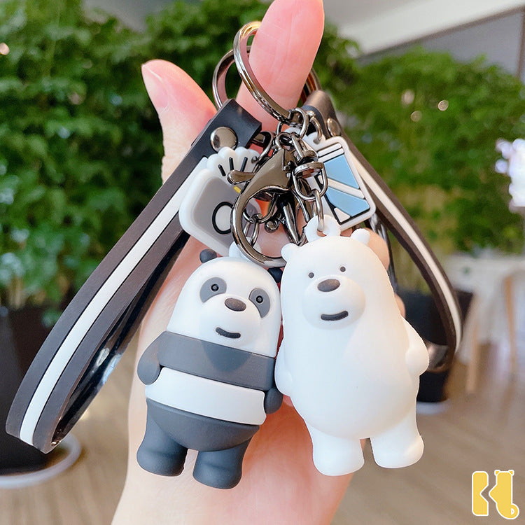 Cute Anime Foodie Bear Keychain Cartoon PVC Figurine Automobile Hanging Ornament Bag Pendant Accessories Gift