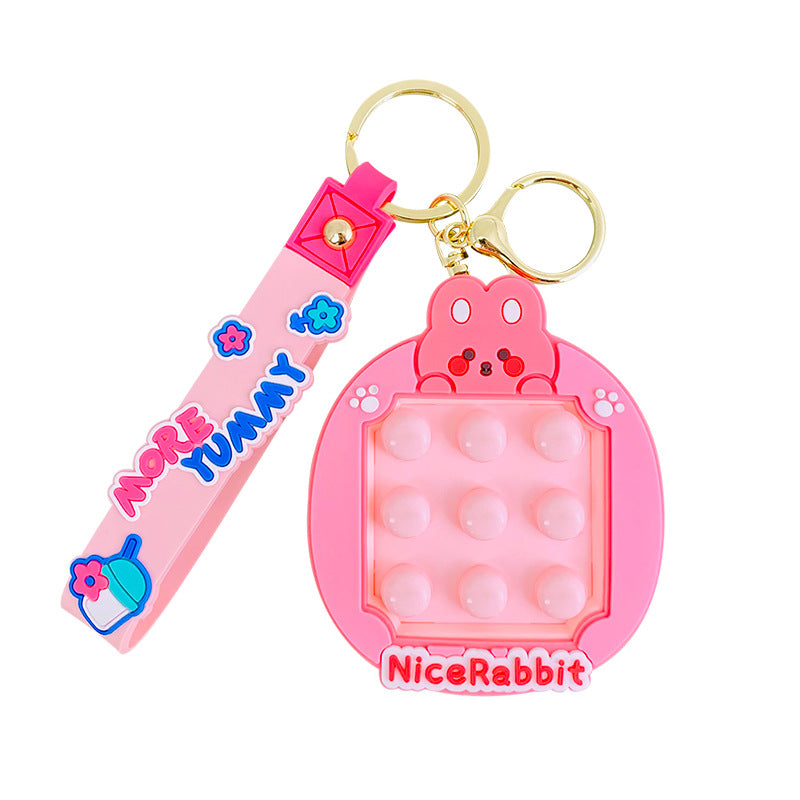Genuine Cartoon Rabbit Decompression Pinch Lecon Yi Car Keychain Schoolbag Pendant a Pair of Internet Celebrity Small Gifts