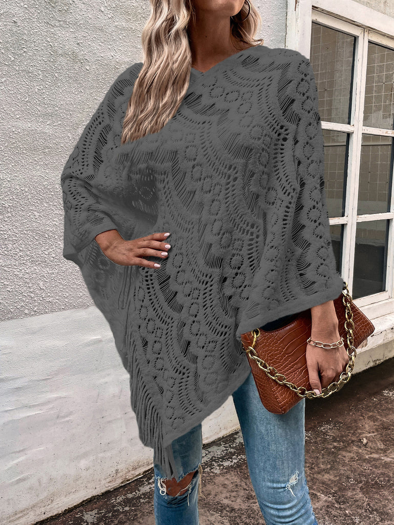 Women's Irregular Tassel Lace Sweater Shawl