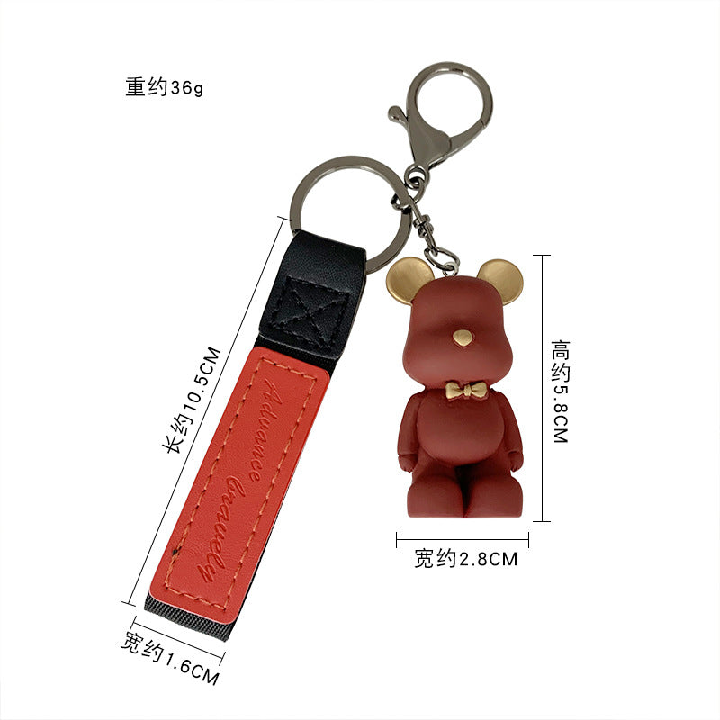 Bow Tie Bear Keychain Creative Cute Bear Violent Bear Pendant Car Ring Couple Schoolbag Ornaments