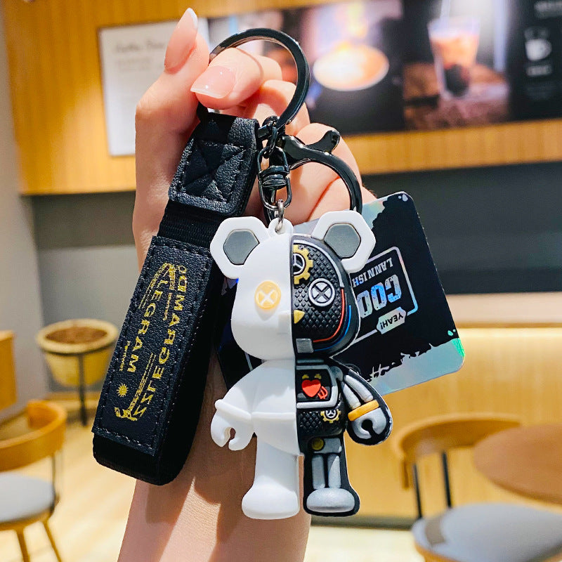 Fun Mechanical Bear Keychain Pendant Semi-Anatomical Doll Accessories Creative Bag Car Key Chain Hanging Ornaments