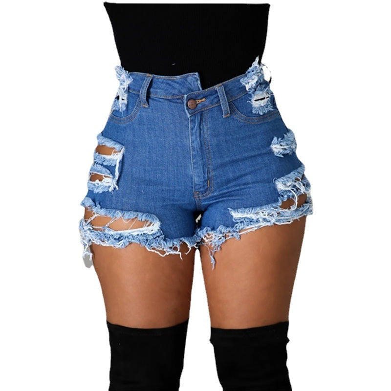 Bestseller Fashion Trendy High Waist Ripped Fringe Shorts