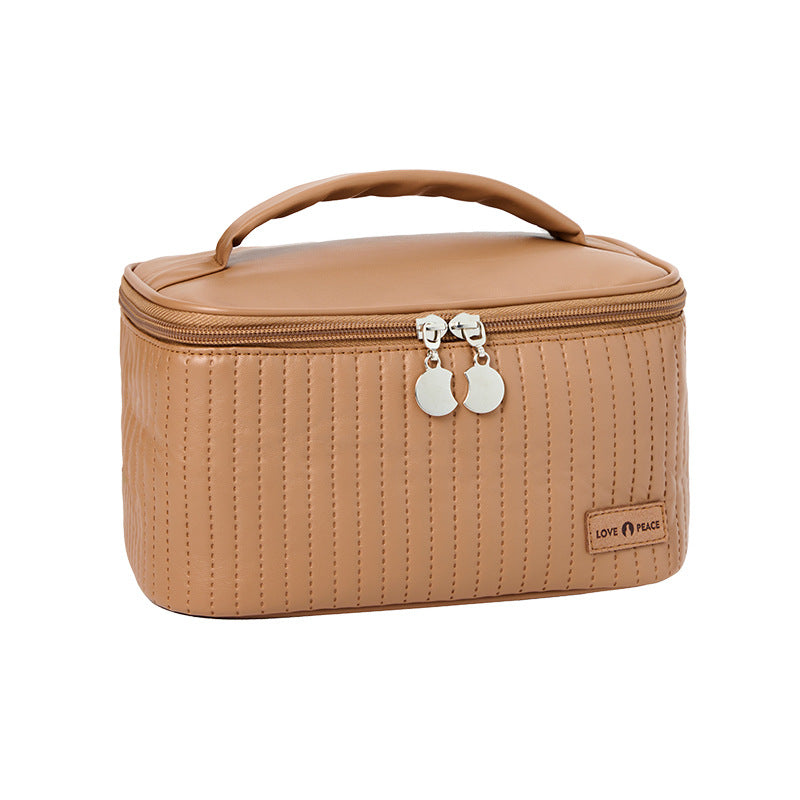 Open Cover Cake Cosmetic Bag Pu Solid Color Portable Toiletry Bag Cosmetic Portable Storage Bag Cosmetic Bag