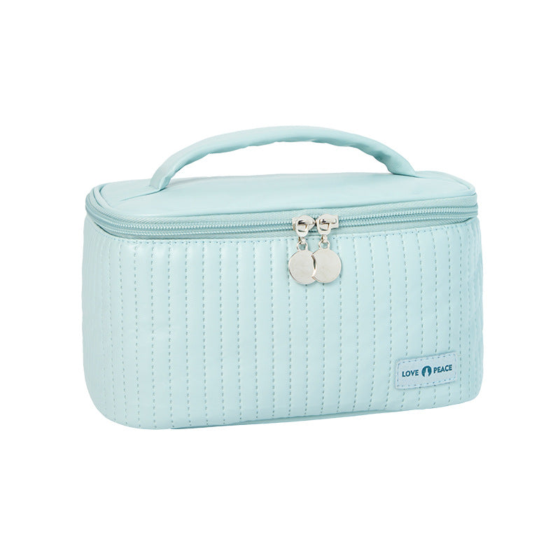 Open Cover Cake Cosmetic Bag Pu Solid Color Portable Toiletry Bag Cosmetic Portable Storage Bag Cosmetic Bag