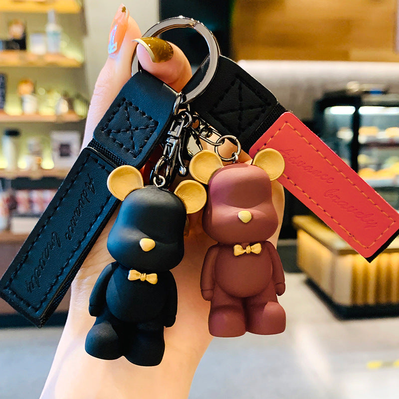 Bow Tie Bear Keychain Creative Cute Bear Violent Bear Pendant Car Ring Couple Schoolbag Ornaments