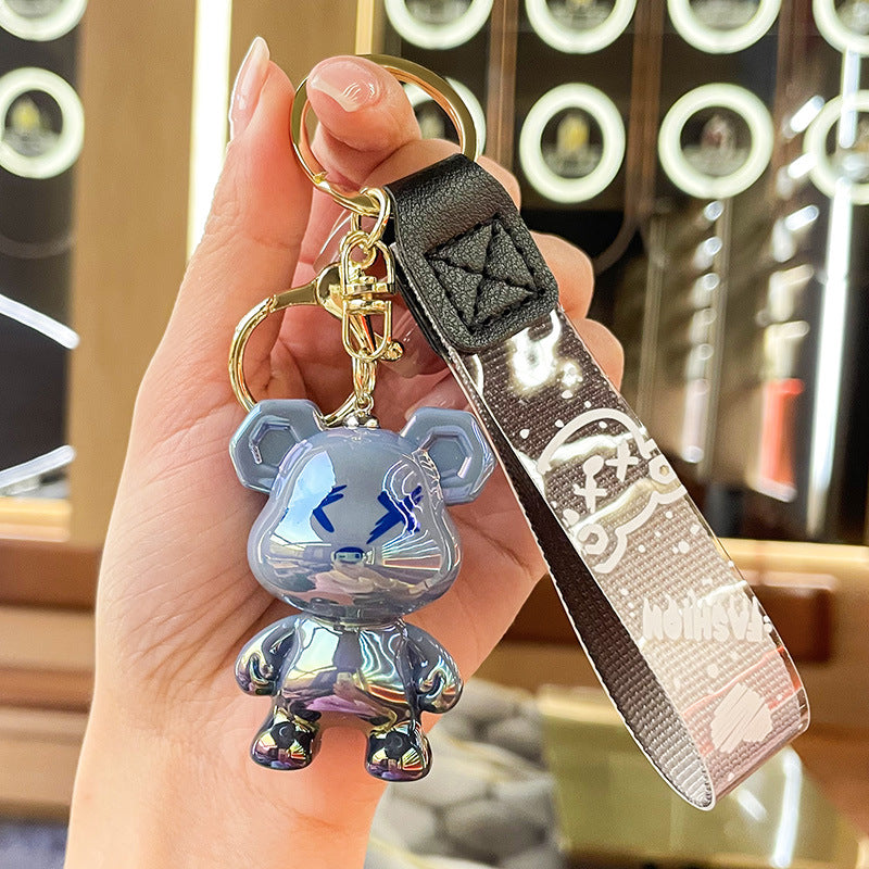 Graffiti Dragon Bear Acrylic Gradient Color Bear Keychain Pendant Couple Cute Key Chain Ornament Gifts