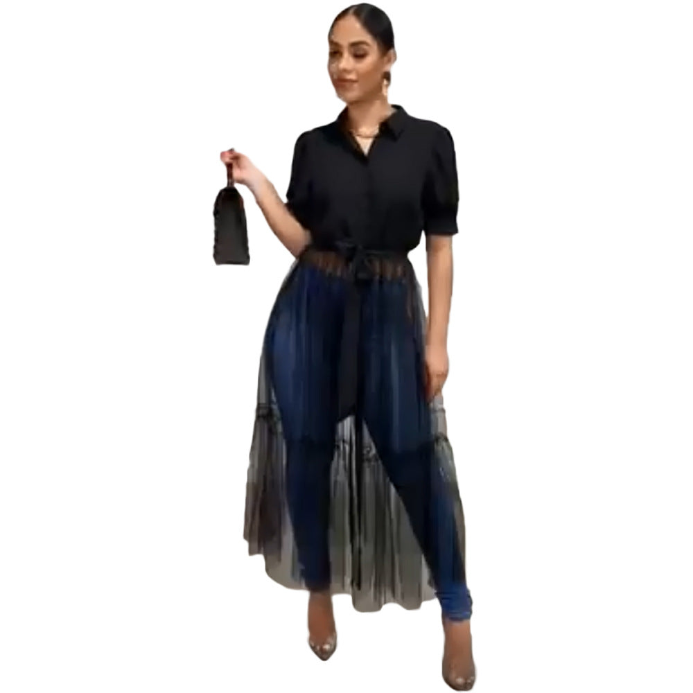 YM-8596 Womens Spaghetti Strap Maxi Dress Plus Size Sleeveless with Pockets and Belt