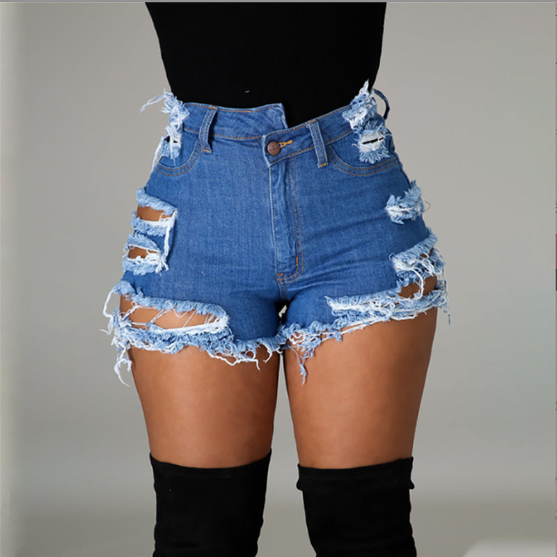 Bestseller Fashion Trendy High Waist Ripped Fringe Shorts