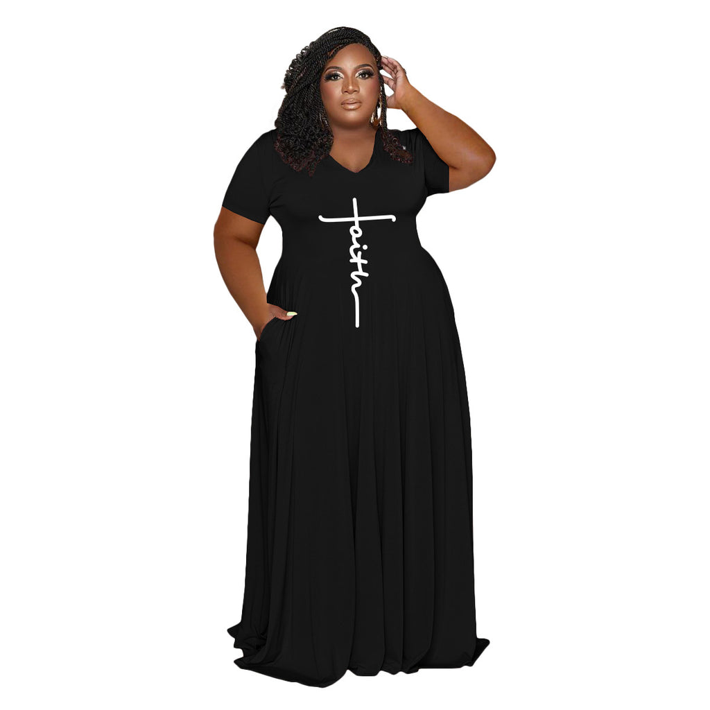 Bestseller plus Size Dress Casual Fashion V-neck plus Size Long Dress Women's Clothing