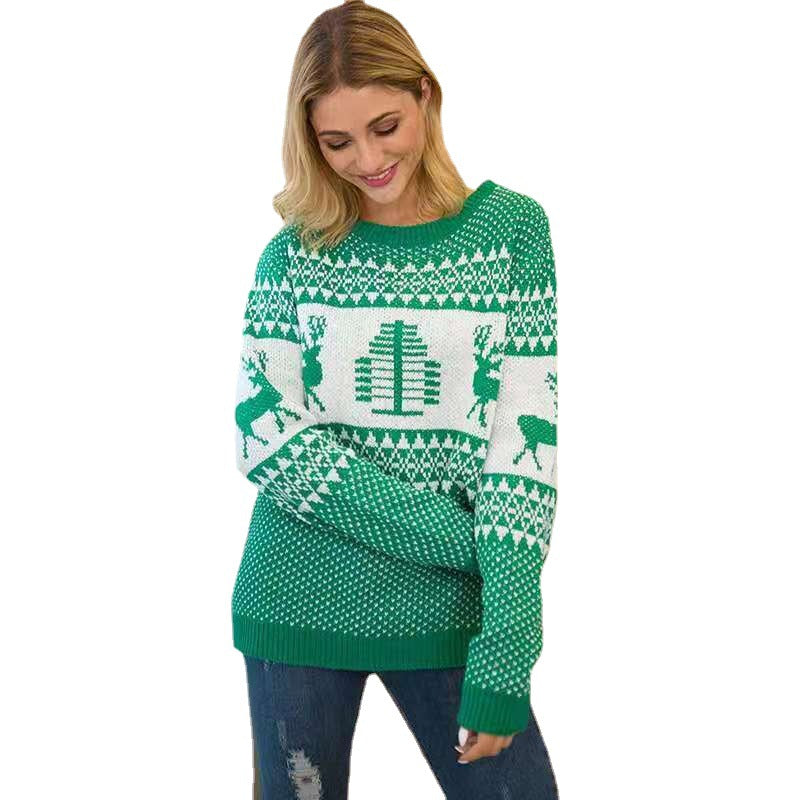 Christmas Sweater Women's Geometric Elk Jacquard Sweater