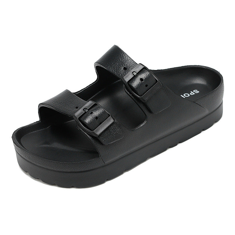 Eva Platform Casual Slippers Casual Outdoor Sandals and Slippers Double Buckle Lightweight Non-Slip Beach Shoes