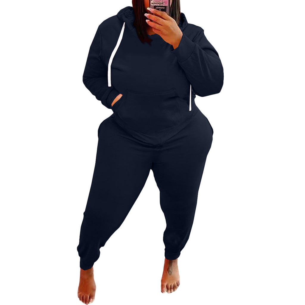 Women's plus Size Fashion Casual Exercise Suit Sweater Two-Piece Set