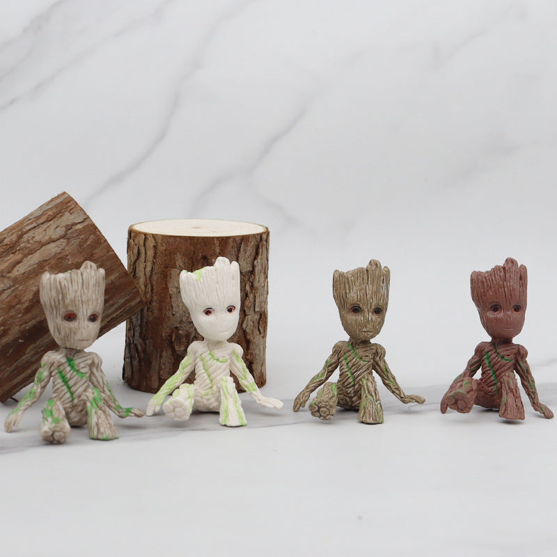 GRUIT Flower Pot Small Tree Man Groot Anime Peripheral Figurine Garage Kits Blind Box Office Car Decoration