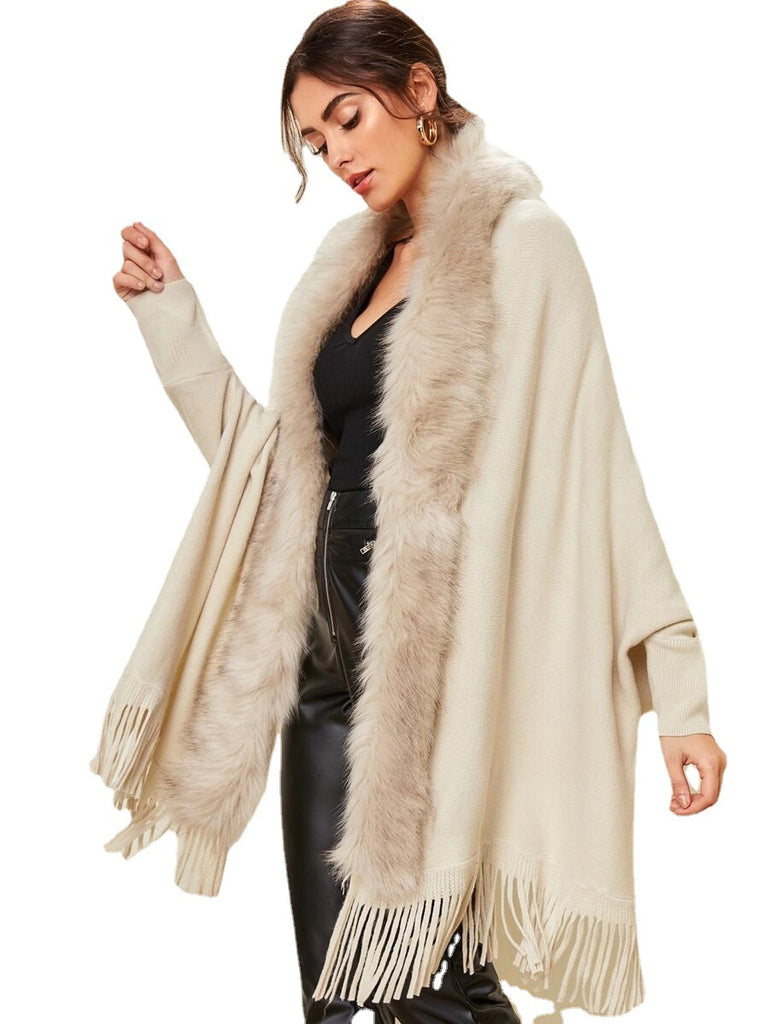 Autumn and Winter Fur Fur Collar Shawl Cardigan Sweater Coat