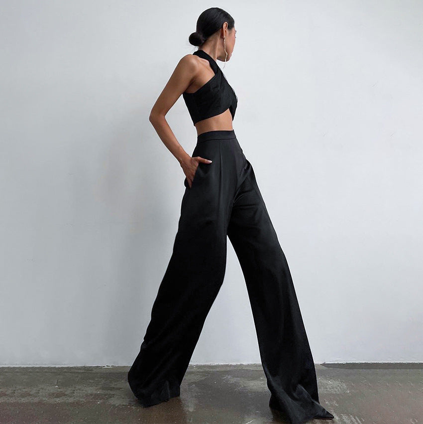 Casual Fashion Mop Pants Trousers All-Matching Women's Wear Lengthened Trousers Satin Draping Silky Texture Ice Silk