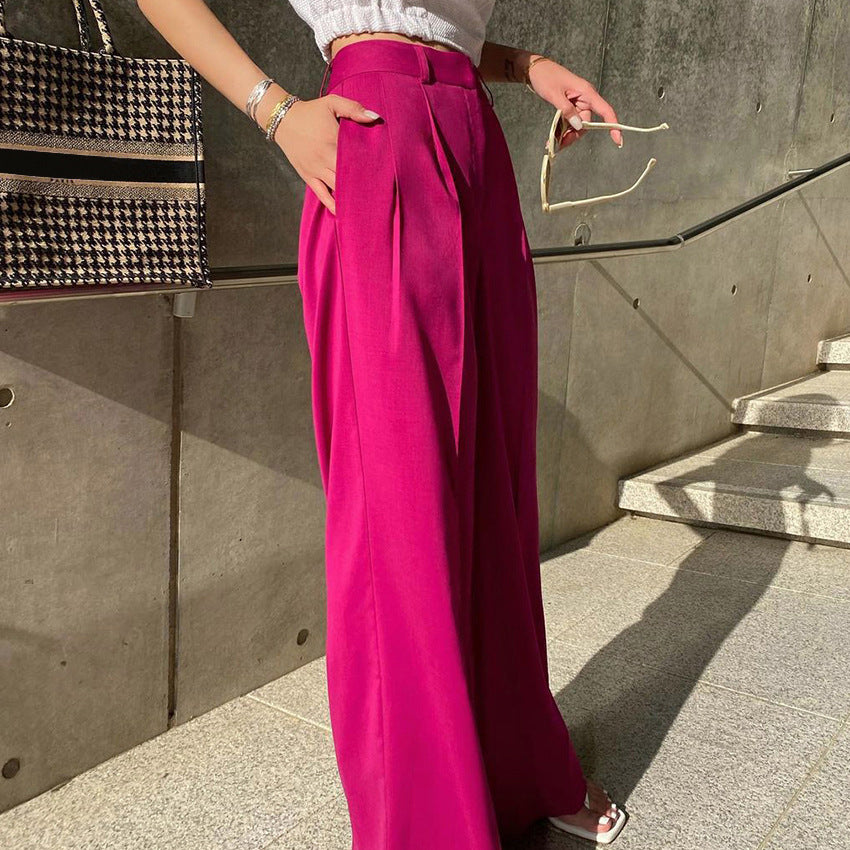 Casual Pants Trousers Wide Leg Pants Women's European and American Commuters' Suit Pants Lengthened Trousers