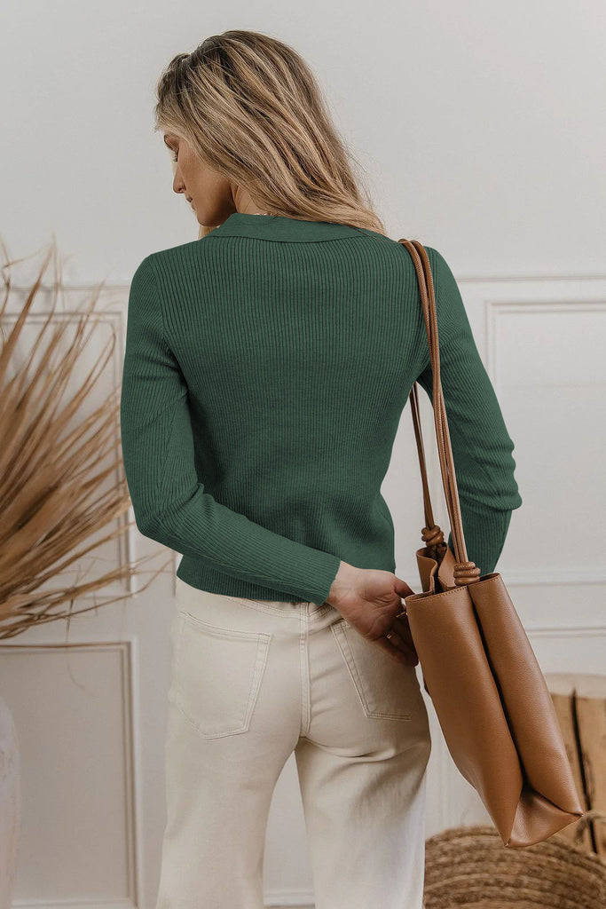 European and American Fashion Women's Wear Wear Autumn New Zipper Sunken Stripe Lapel Cardigan Coat Classic Style All-Matching Sweater
