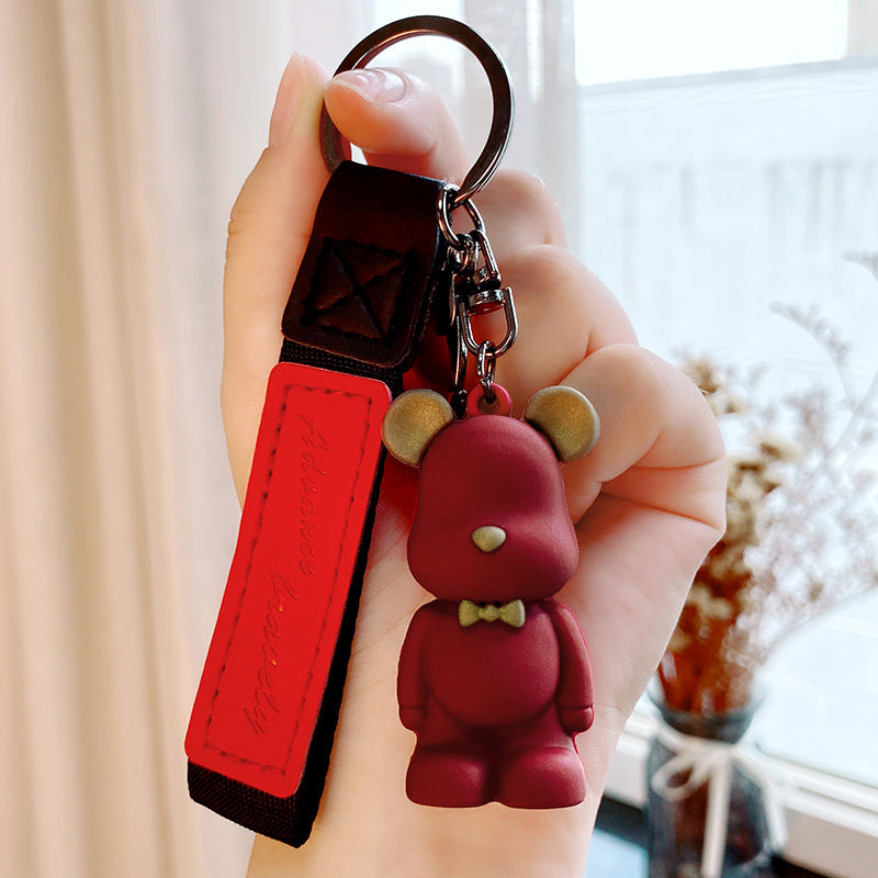 Bow Tie Bear Keychain Creative Cute Bear Violent Bear Pendant Car Ring Couple Schoolbag Ornaments