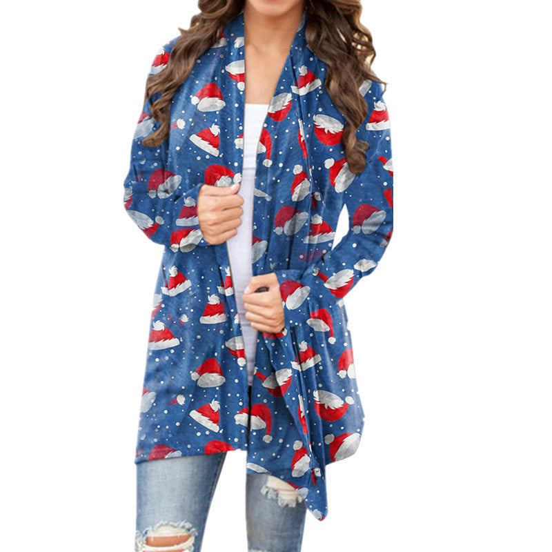 Christmas Printed Casual Long-Sleeved Cardigan for Women