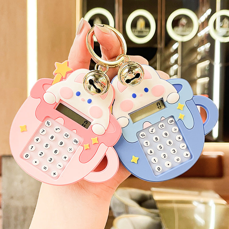 Cartoon Teacup Rabbit Maze Game Calculator Keychain Multifunctional Decorative Pendant Creative Gift Bag Ornaments