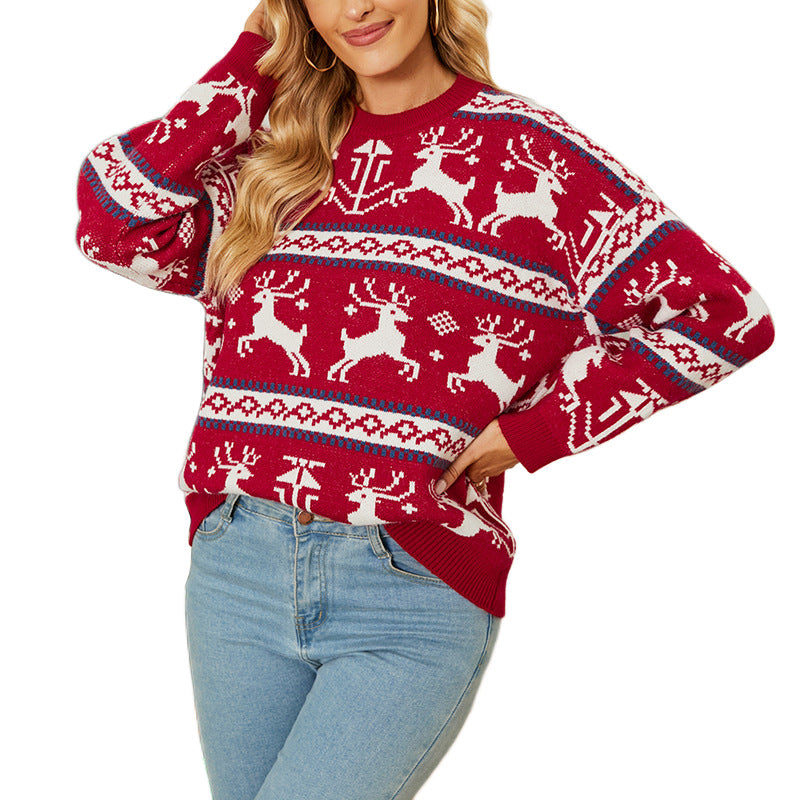 Christmas Sweater Pullover Loose European and American Christmas Festival Deer Sweater Women