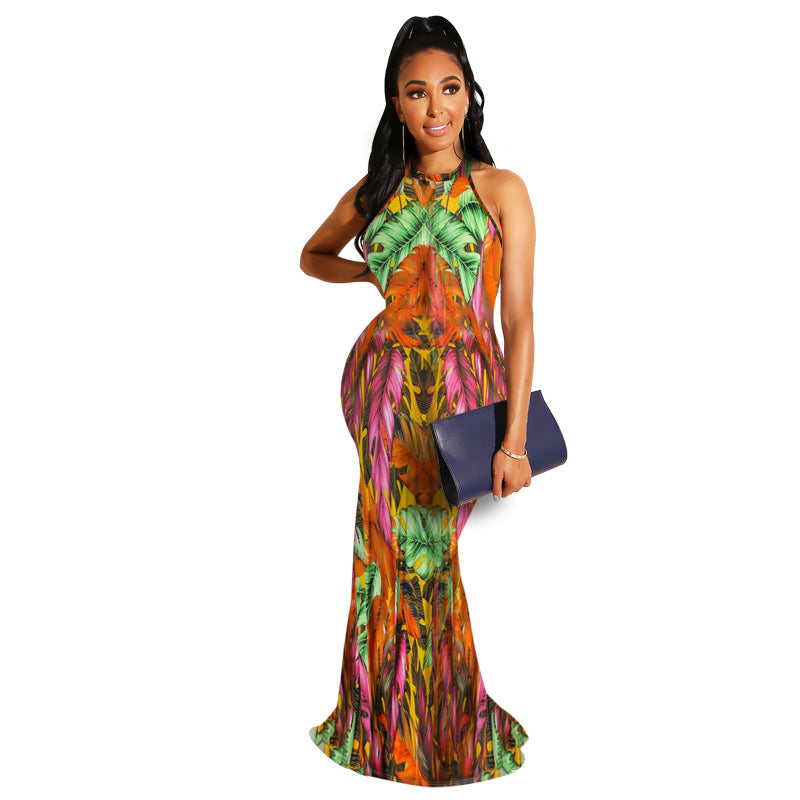 Printed Dress for Woman Sexy Slimming Long High-Waisted Skirt