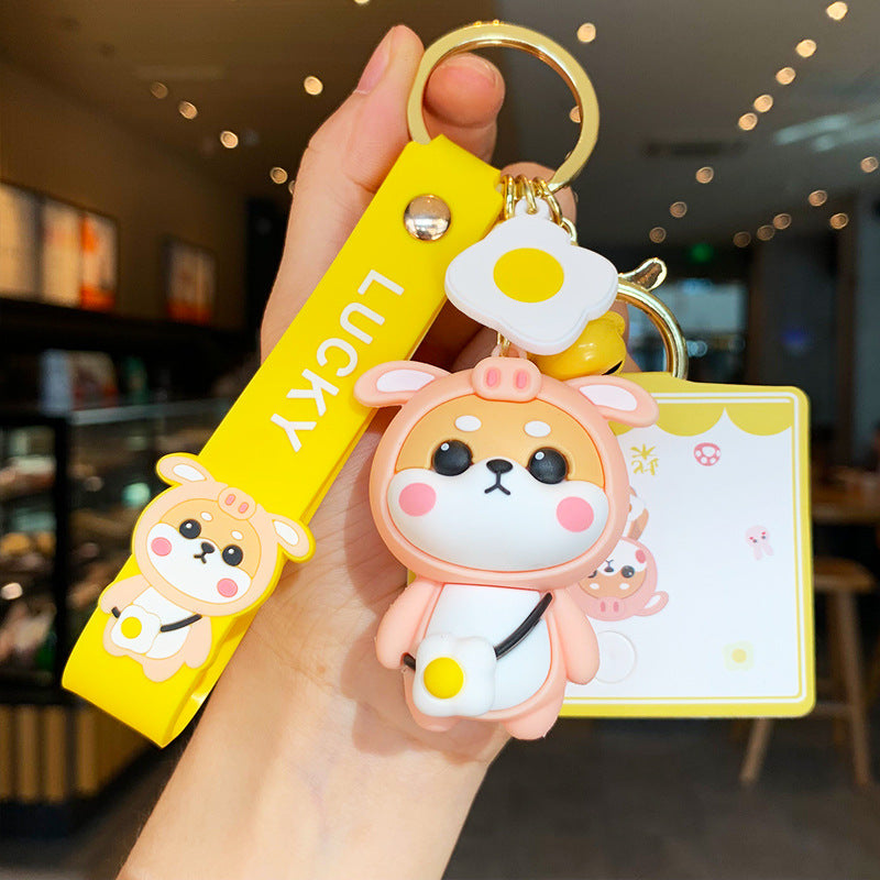Genuine Xiaocai Chai Keychain Pendant Cute Shiba Inu Doll Creative Couple Car Key Chain Keychain