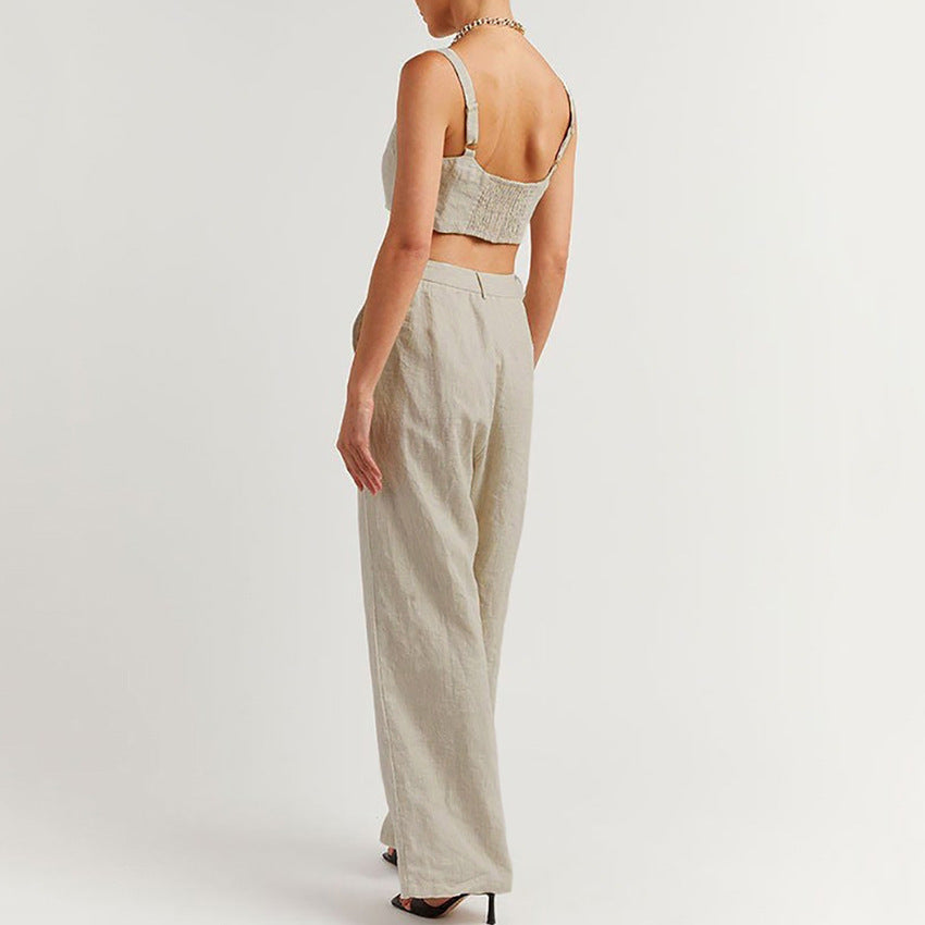 Camisole Wide-Leg Pants Two-Piece Set Midriff-Baring Loose Casual Fashion Set