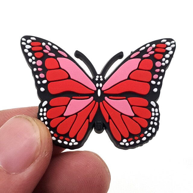 6 Shape Colored Butterfly Shoe Charms Funny Croc JIBZ Shoe Buckle Decoration For Sandals  Wristband  Kids X-mas Party Gifts