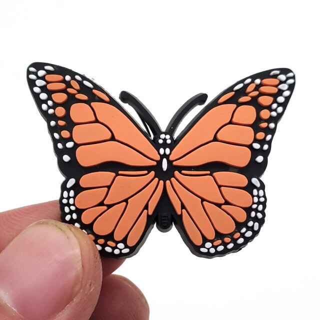 6 Shape Colored Butterfly Shoe Charms Funny Croc JIBZ Shoe Buckle Decoration For Sandals  Wristband  Kids X-mas Party Gifts