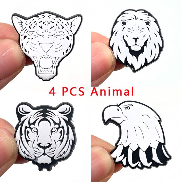 1pc Anime JIBZ Shoe Charms Lion Tiger Eagle Shoe Buckles Decoration Accessories Fit For Clogs Sandals Friends Meet Party Gifts
